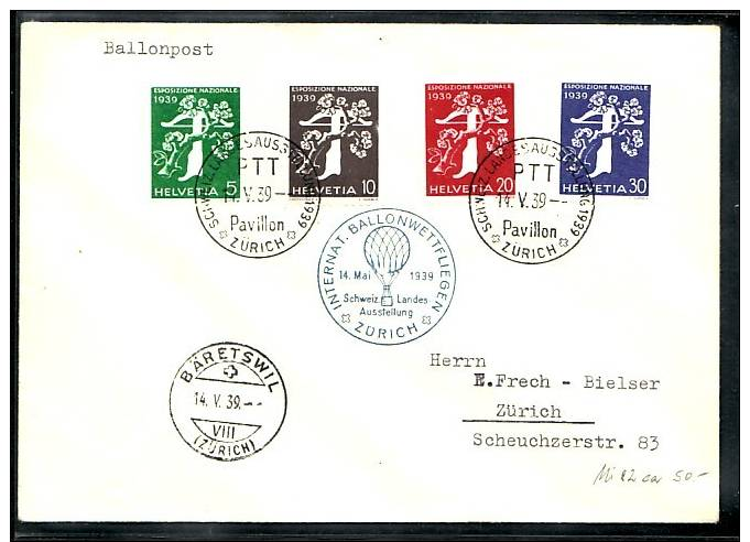 Schweiz Ballon Brief 1939    (ba 3019 ) Siehe Scan - Storia Postale
