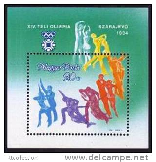 Magyar Posta Hungary 1983 1984 Olympic Game Winter Sarajevo Szarajevo Olimpia Ice Dancers Stamp Michel 3659 Bl.169A - Winter 1984: Sarajevo