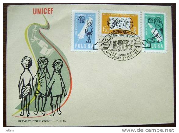 1961 POLAND POLSKA FDC UNICEF - UNICEF