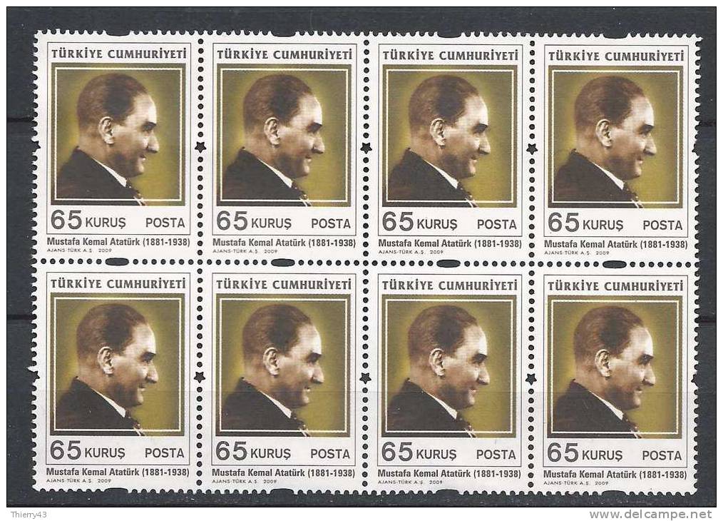 Türkei, Türkiye  2009 -  Standard Set, Ataturk 65 Kurus, Sheet Of 8 V.  Mi. 3754  Not Used, Ungebraucht - Unused Stamps