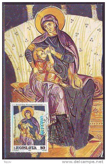 YUGOSLAVIA - JUGOSLAVIJA  - MAX.CARD - RELIGIOUS PAINTINGS - BREASTFEEDING  - 1992 - UNICEF