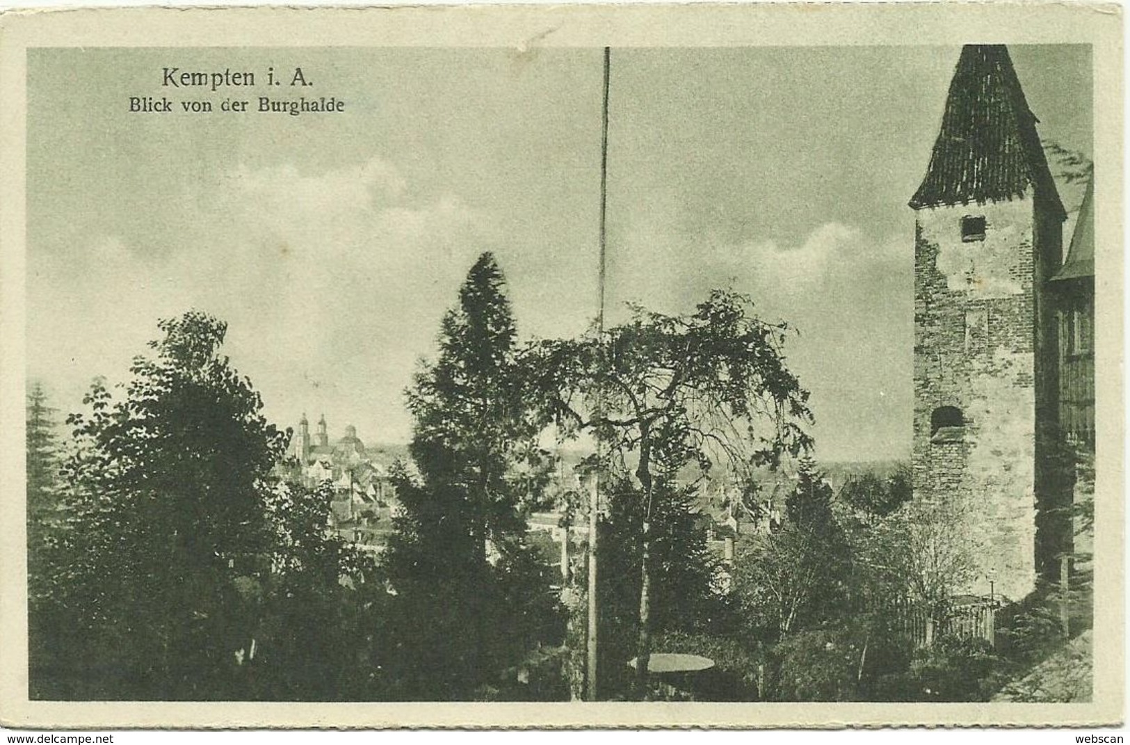 AK Kempten Burghalde & Blick Nach St. Lorenz Gründruck ~1920 #91 - Kempten