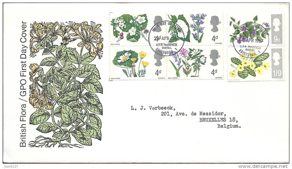 FDC - Britsh Flora - 1952-1971 Em. Prédécimales