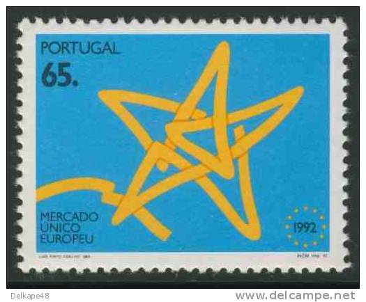 Portugal 1992 Mi 1946 YT 1924 SG 2313 ** Eur. Single Market / Eur. Binnenmarkt - Stern Des Europa-Emblems, Europa-Emblem - Instituciones Europeas