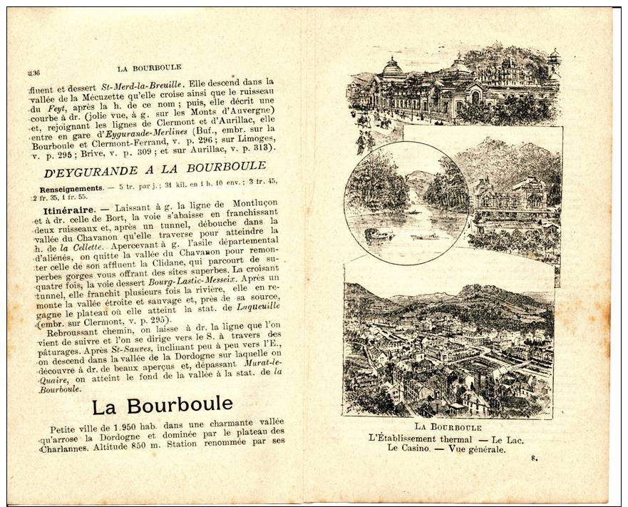 LA BOURBOULE 1910 Guide Touristique (8 P.) LES EAUX La Ville - Voyages
