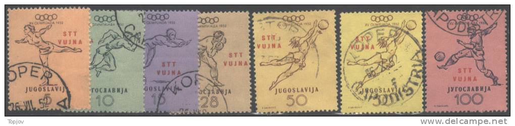 YUGOSLAVIA  - ZONA  B - VUJA  - OLYMPIC .HELSINKI - OVPT STAMPS + ERROR COLOUR - USED CAPODISTRIA - 1952 - CAT BIGER. - Sommer 1952: Helsinki