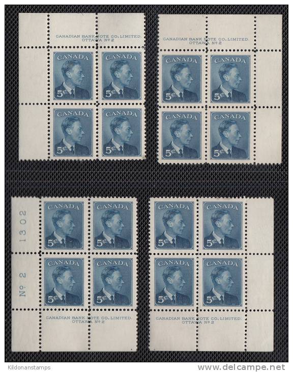 Canada 1950 Full Set, Corner Blocks, Mint No Hinge (see Desc), Sc# 289-293 - Nuevos