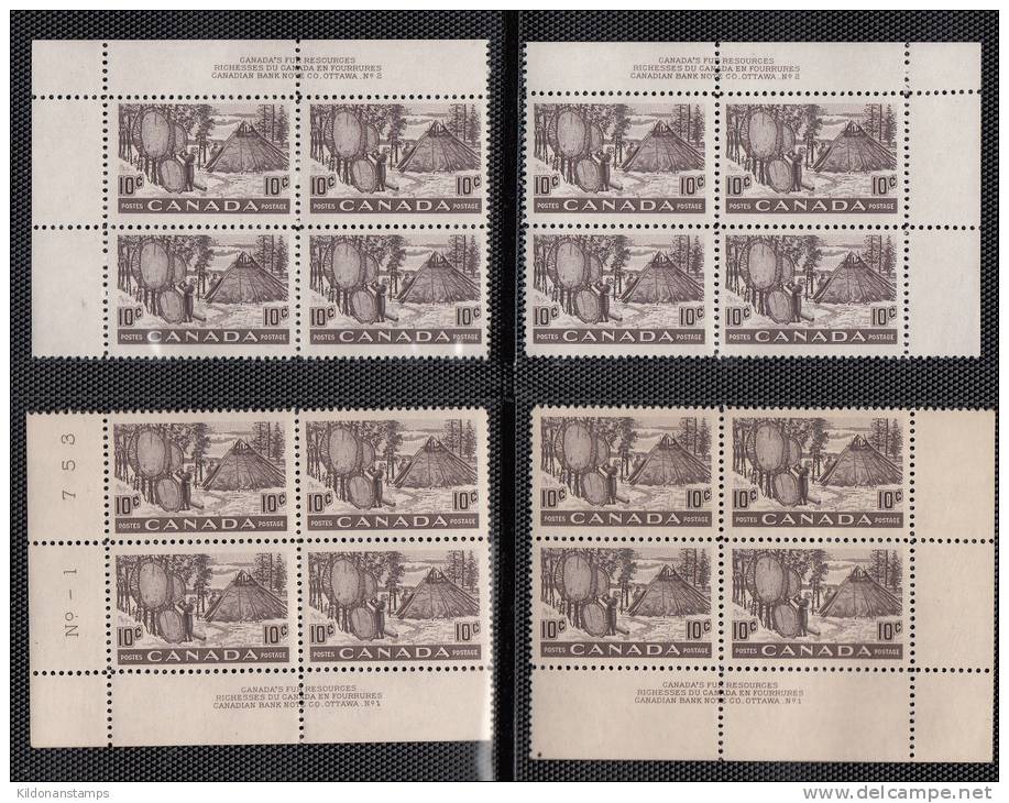 Canada 1950 Corner Blocks, Mint No Hinge (see Desc), Sc# 301, Plate# 2 UL,UR Pl#1 LL, LR - Neufs