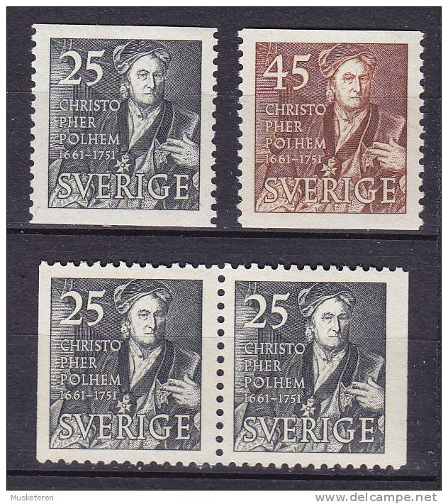 Sweden 1951 Mi. 363-64 A     Christopher Polhem Complete Set MNH** - Unused Stamps