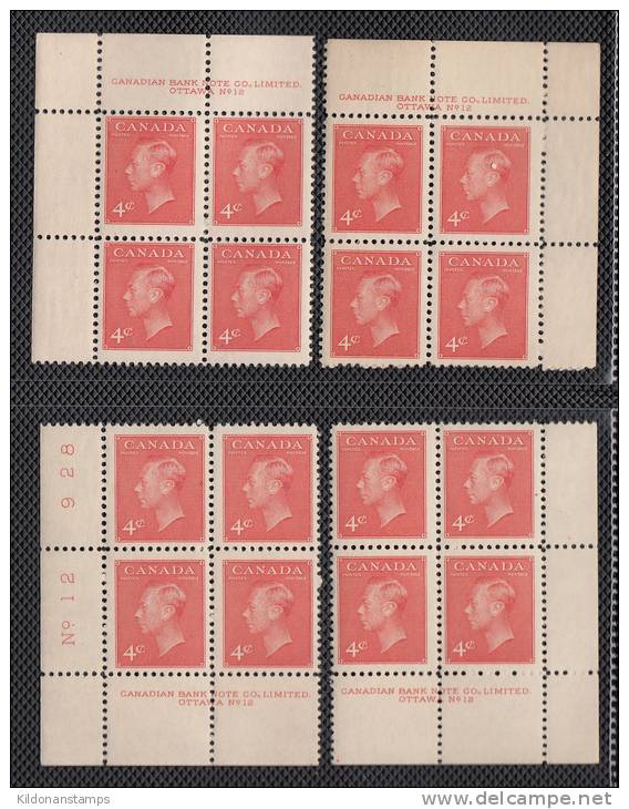 Canada 1951 Corner Blocks, Mint No Hinge (see Desc), Sc# 305-306 (306 Plate#6, 307 Pl#12) - Neufs