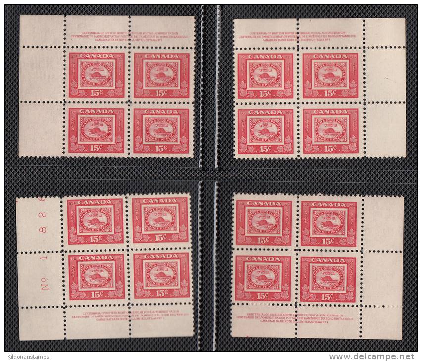 Canada 1951 Full Set Corner Blocks, Mint No Hinge (see Desc), Sc# 311-314 - Ongebruikt