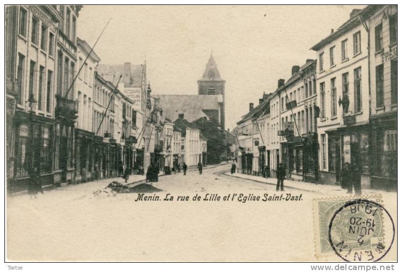 Menen / Menin - La Rue De Lille Et L´Eglise Saint-Vast -1908 ( Verso Zien ) - Menen