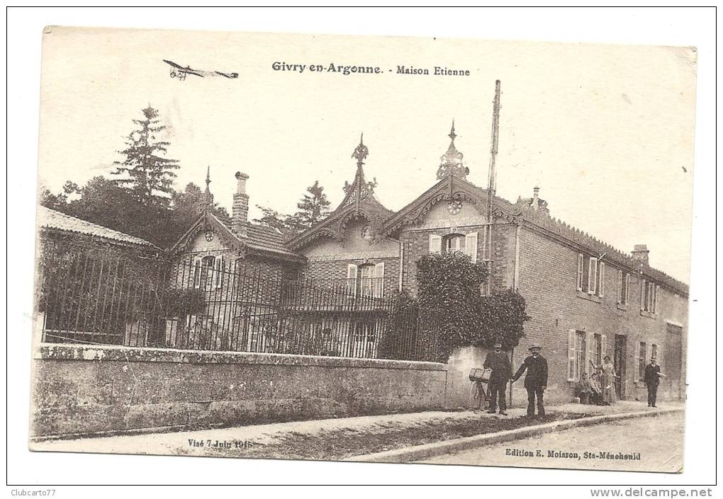 Givry-en-Argonne (51) :Avion Survolant La Maison Etienne En 1920 (animée). - Givry En Argonne