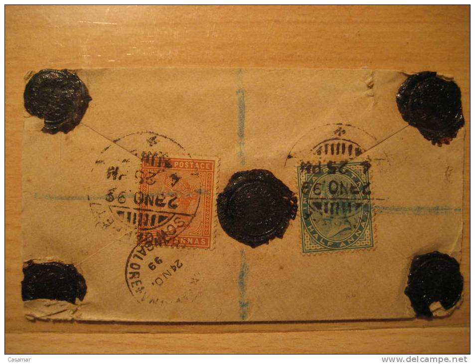 Sowcarpet 1899 To Chennapatna Bangalore 2 Stamp On Registered Postal Stationery Cover British INDIA Inde Indien GB UK - 1882-1901 Empire