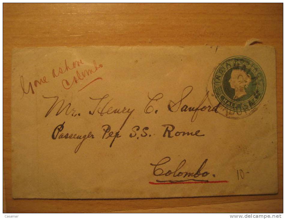 Madura 1900 To Colombo Madras Cancel Postal Stationery Cover British INDIA Inde Indien GB UK - 1882-1901 Empire