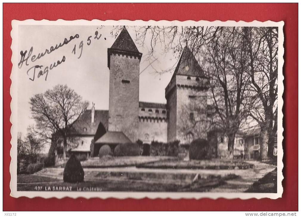 X0396 Château De La Sarraz Jardins.Cachet 1952. Perrochet 497 - La Sarraz