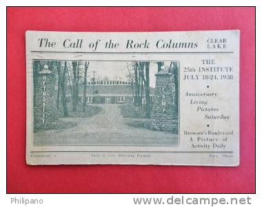 Clear Lake Iowa The Call Of The Rock Columns 1938 Cancel   == =====      ========  Ref 423 - Sonstige & Ohne Zuordnung