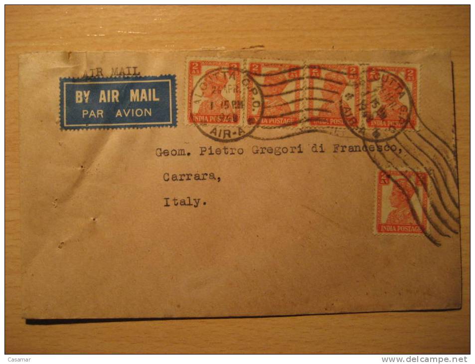 Calcutta 1948 To Carrara Italy Italia 5 Stamp On Air Mail Cover INDIA Inde Indien - Storia Postale