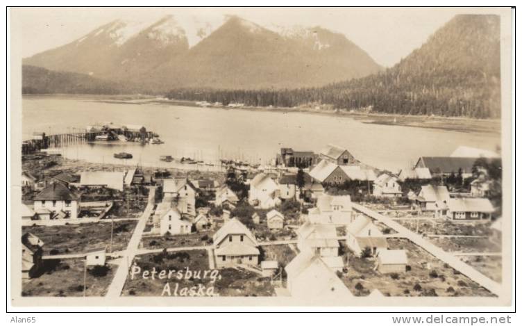 Petersburg AK Alaska, Early View Of Town &amp; Harbor, On C1910s/20s Vintage Real Photo Postcard - Other & Unclassified