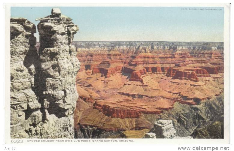 Grand Canyon AZ Arizona, Column Near O'Neill's Point, On C1900s/10s Vintage Detroit Publishing Postcard - Grand Canyon
