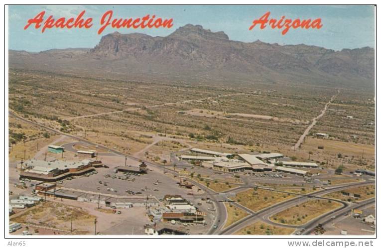 Apache Junction AZ Arizona, Shopping District Gas Station Highway Junction East Of Mesa, C1950s Vintage Postcard - Other & Unclassified