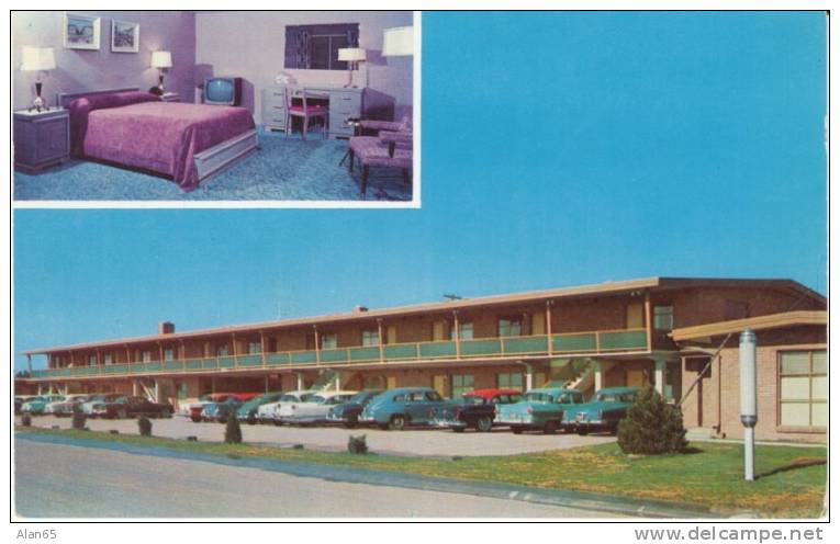 Denver CO Colorado, Park Hill Motor Hotel Lodging, Autos, Television Interior View, C1950s Vintage Postcard - Denver