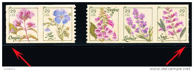 Etats-Unis / United States (Scott No.4517a - Wild Flowers) (**) Coil Strip Start And End - Unused Stamps