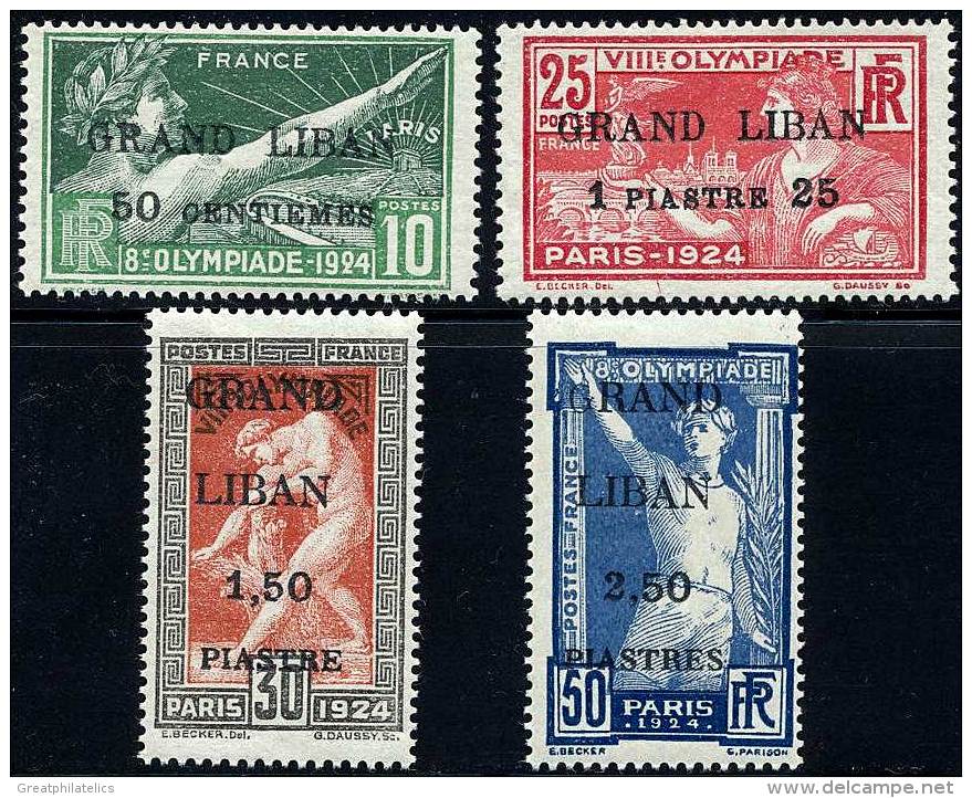 FRENCH LEBANON 1924 OLYMPICS SC#18-21 VF FRESH MLH/MNH CV$160 (D0123) - Libano