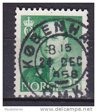 Norway 1958 Mi. 418     25 Ø King König Olaf V. Deluxe KØBENHAVN (Denmark) 24.12.1958 (Christmas Eve) Cancel SCARCE !!! - Used Stamps