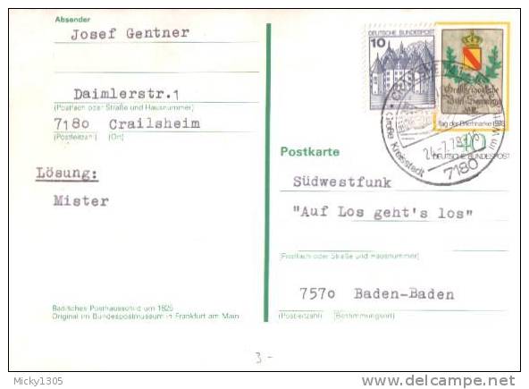 Germany - Postkarte Echt Gelaufen / Postcard Used (z363) - Cartes Postales - Oblitérées