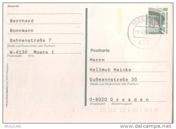 Germany - Postkarte Echt Gelaufen / Postcard Used (z364) - Cartes Postales - Oblitérées