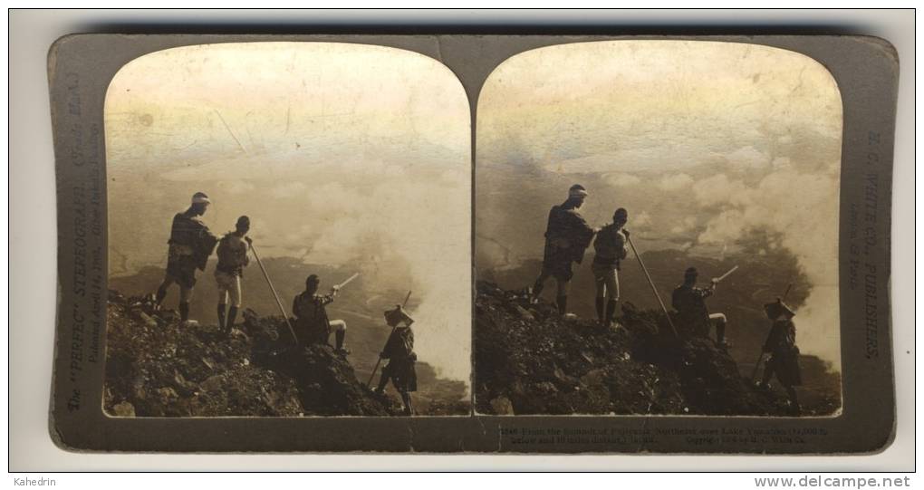 Japan (~1900´s) Summit Of Fujiyama - Lake Yamanka (´Perfec´ Stereograph - H.C. White) - Stereoscoop