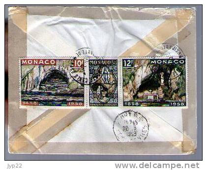 Monaco - Lettre Recommandée CAD Monte Carlo 19-05-1958 /Tp 501 Soubirous + Bande 496 497 & 498 CAD Niort 1959 Erreur !! - Covers & Documents