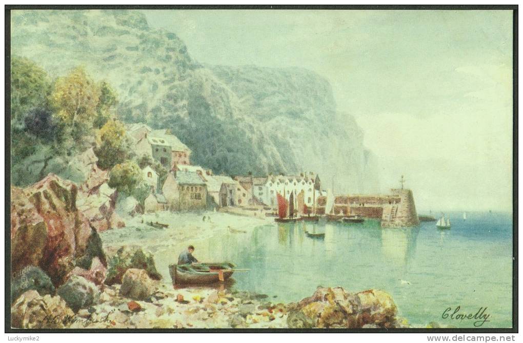 "Clovelly"  A C1920 Tuck's Postcard (number 7464),  Based On A Painting By 'H B Wimbush'. - Clovelly