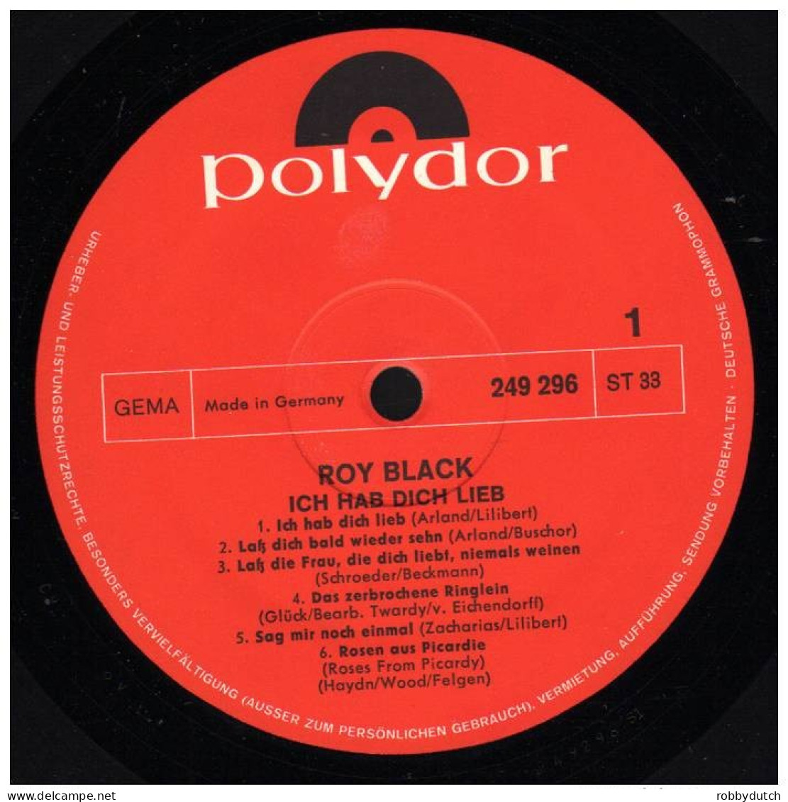 * LP *  ROY BLACK -ICH HAB' DICH LIEB (Germany 1969) - Otros - Canción Alemana