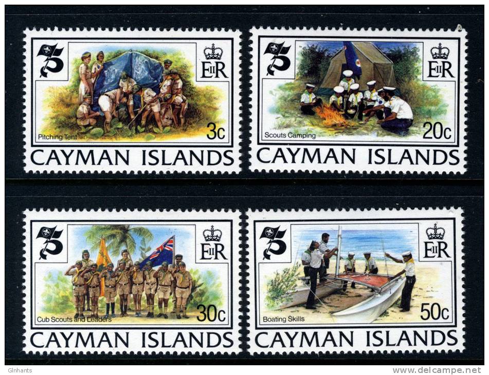 CAYMAN ISLANDS - 1982 SCOUTS 75TH ANNIVERSARY SET (4V) FINE MNH ** - Other & Unclassified