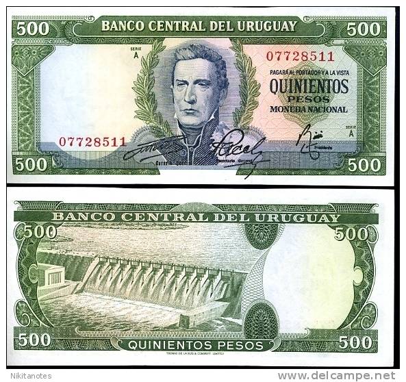 URUGUAY 500 PESOS ND 1967 P 48 UNC - Uruguay