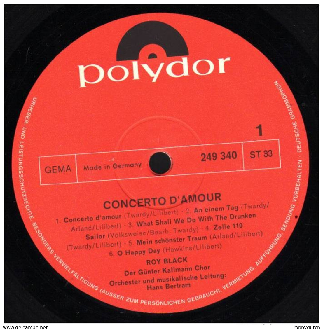 * LP *  ROY BLACK - CONCERTO D'AMOUR (Germany 1969) - Otros - Canción Alemana