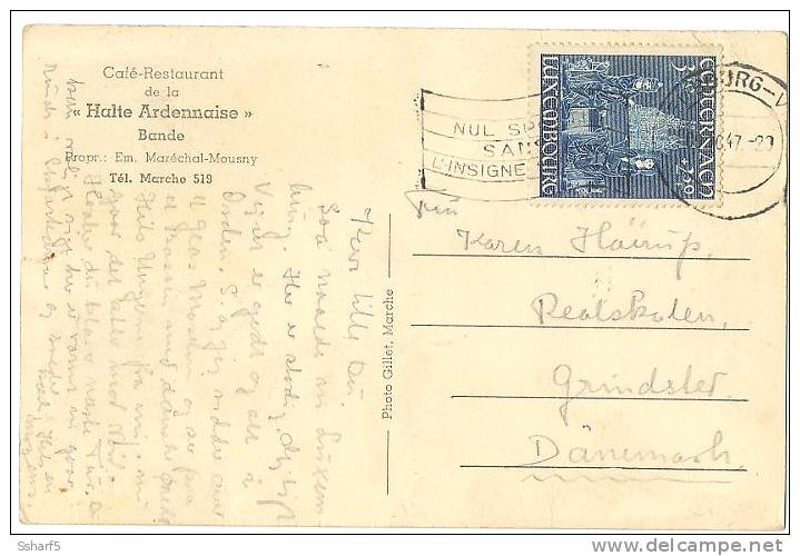 1947 Echternach 3.50 + 2.50 Bleu Seul Sur Carte Postale Lieu Du Massacre Barbarie Teutonne 1944 TIMBRE PARFAIT ETAT - Briefe U. Dokumente