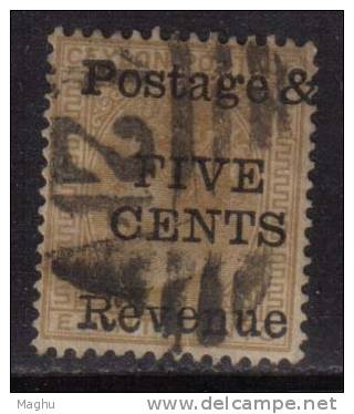 Ceylon 1898 Used, Opt., ´Postage & Revenue , Type T21,  Surchagre 5c On 8c, - Ceylon (...-1947)