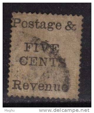 Ceylon 1898 Used, Opt., ´Postage & Revenue , Type T21 , Surchagre 5c On 8c Orange Yellow - Ceylon (...-1947)