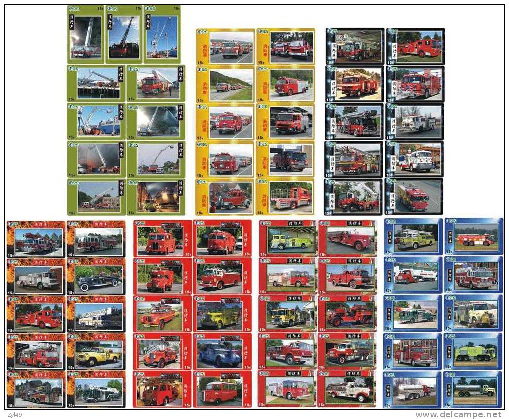 A04334 China Phone Cards Fire Engine 71pcs - Brandweer