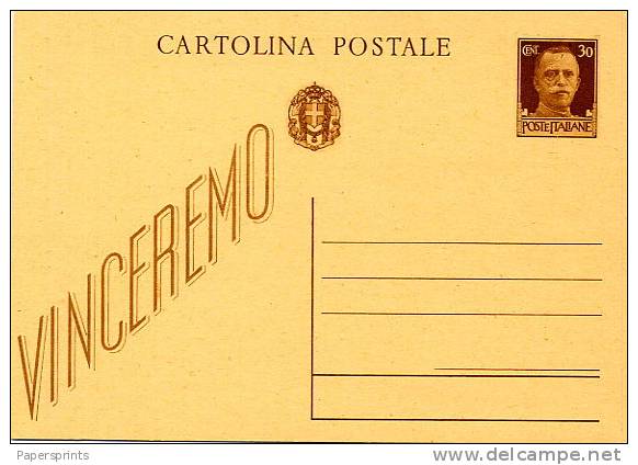 Cartolina Postale VINCEREMO Da 30 Centesimi - PERFETTA D50 - Guerra 1939-45