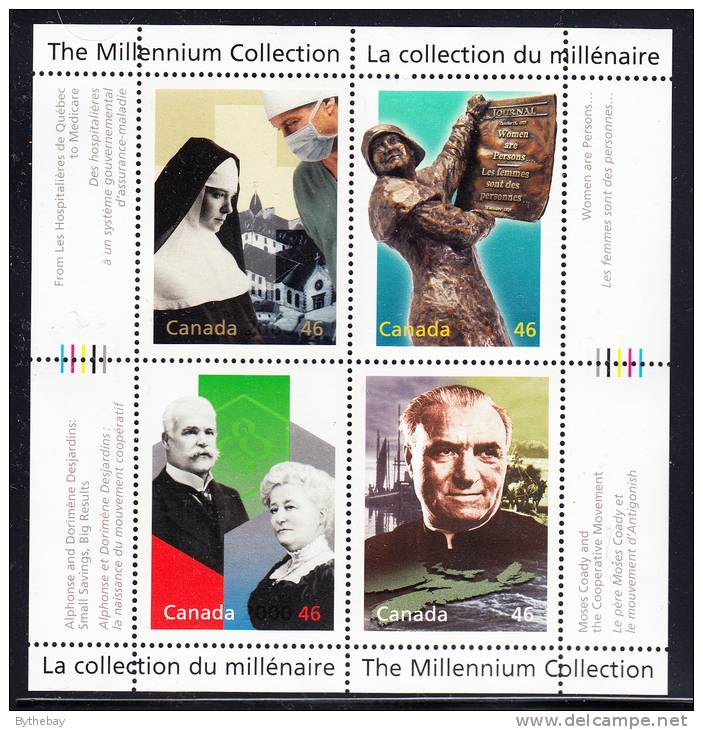 Canada MNH Scott #1823 Souvenir Sheet Of 4 46c Social Progress - Millenium - Neufs