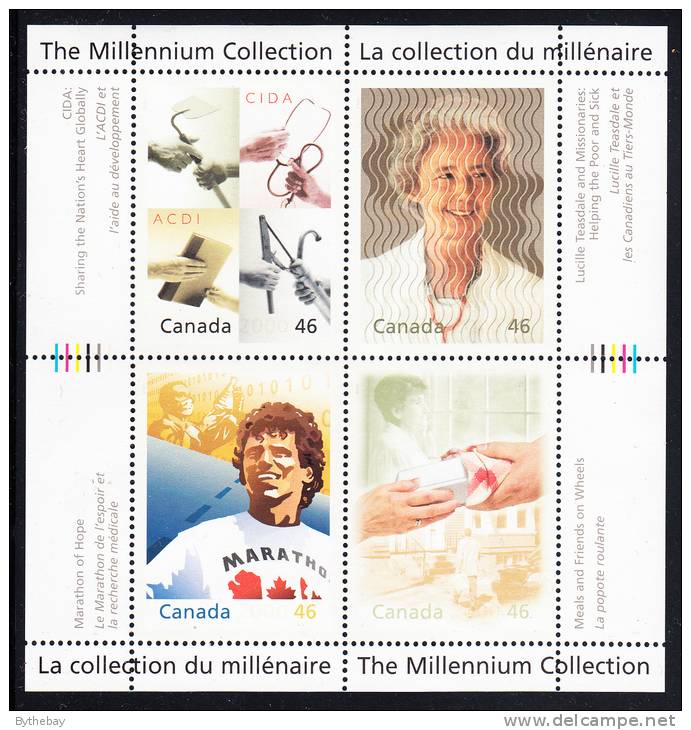Canada MNH Scott #1824 Souvenir Sheet Of 4 46c Hearts Of Gold - Millenium - Unused Stamps