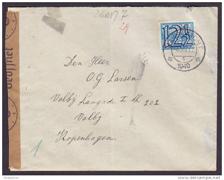 Netherlands Deluxe MAASTRICHT 1940 Cover To Denmark Zensur Censor Geöffnet Oberkommando Der Wehrmacht Label (2 Scans) - Storia Postale