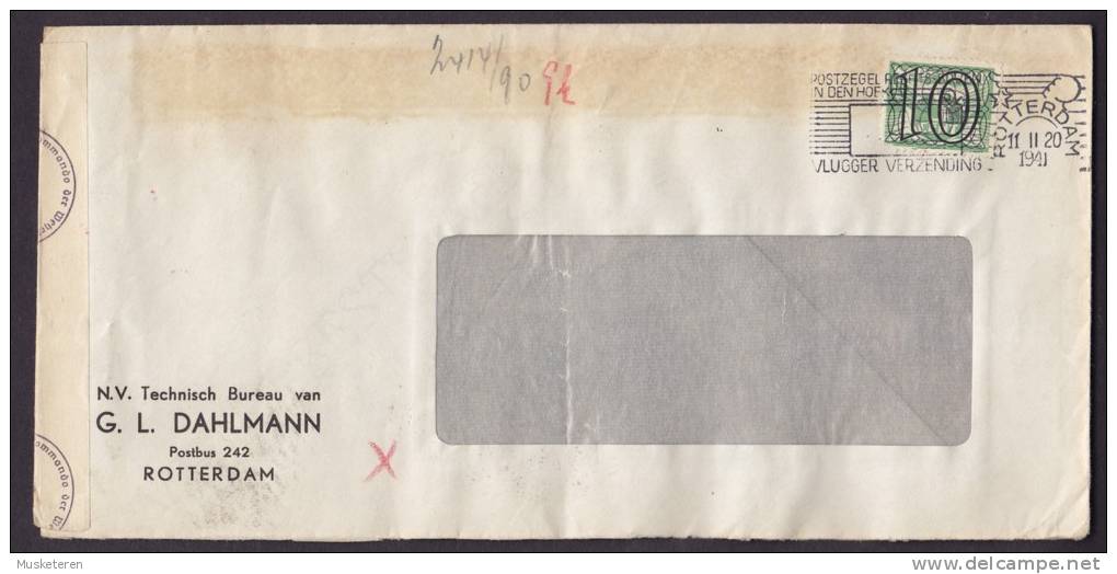 Netherlands G. L. DAHLMANN ROTTERDAM 1941 Cover Denmark Zensur Censor Geöffnet Oberkommando Der Wehrmacht Label (2 Scans - Lettres & Documents