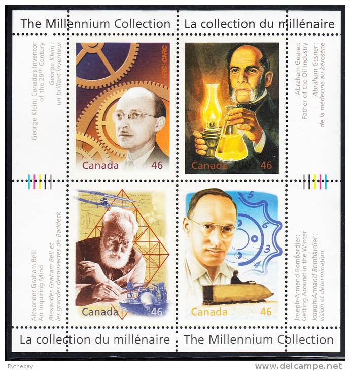 Canada MNH Scott #1832 Souvenir Sheet Of 4 46c Fathers Of Invention - Millenium - Nuevos