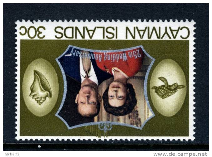 CAYMAN ISLANDS - 1972 SILVER WEDDING ERROR INVERTED WATERMARK FINE MNH ** - Caimán (Islas)