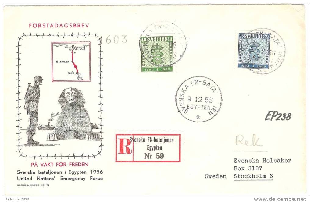 POSTAL HISTORY SWEDEN EGYPTE 1955 - Other & Unclassified
